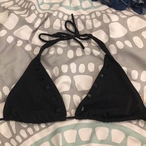 Black triangle bikini top with black sequences
